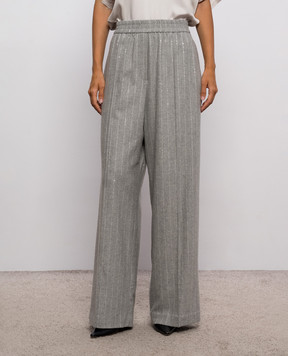 Brunello Cucinelli Gray striped wool pants MG576P9354