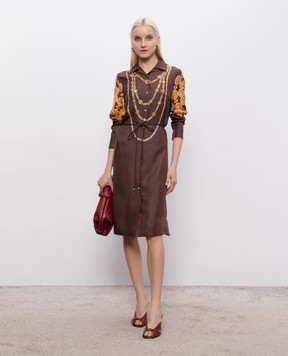 Versace Brown printed silk dress 10246591A17952