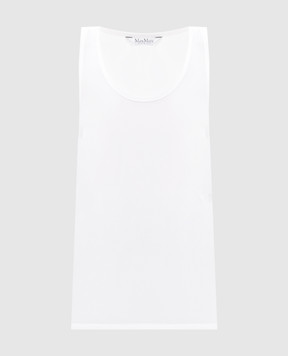 Max Mara PAVIDO white silk tank top with monogram embroidery MXMPAVIDO