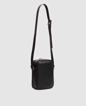 Kiton Black leather bag with metal logo UBA0112N01269