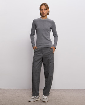 Peserico Grey ribbed long-sleeve top S06970J0B5669