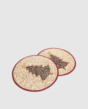Palais Royal Set of decorative Christmas beaded table mats 25492
