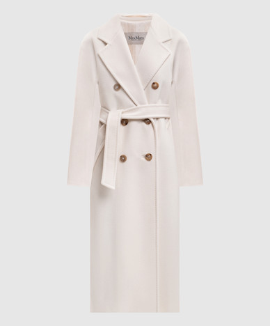 MADAME double-breasted coat in ivory wool and cashmere