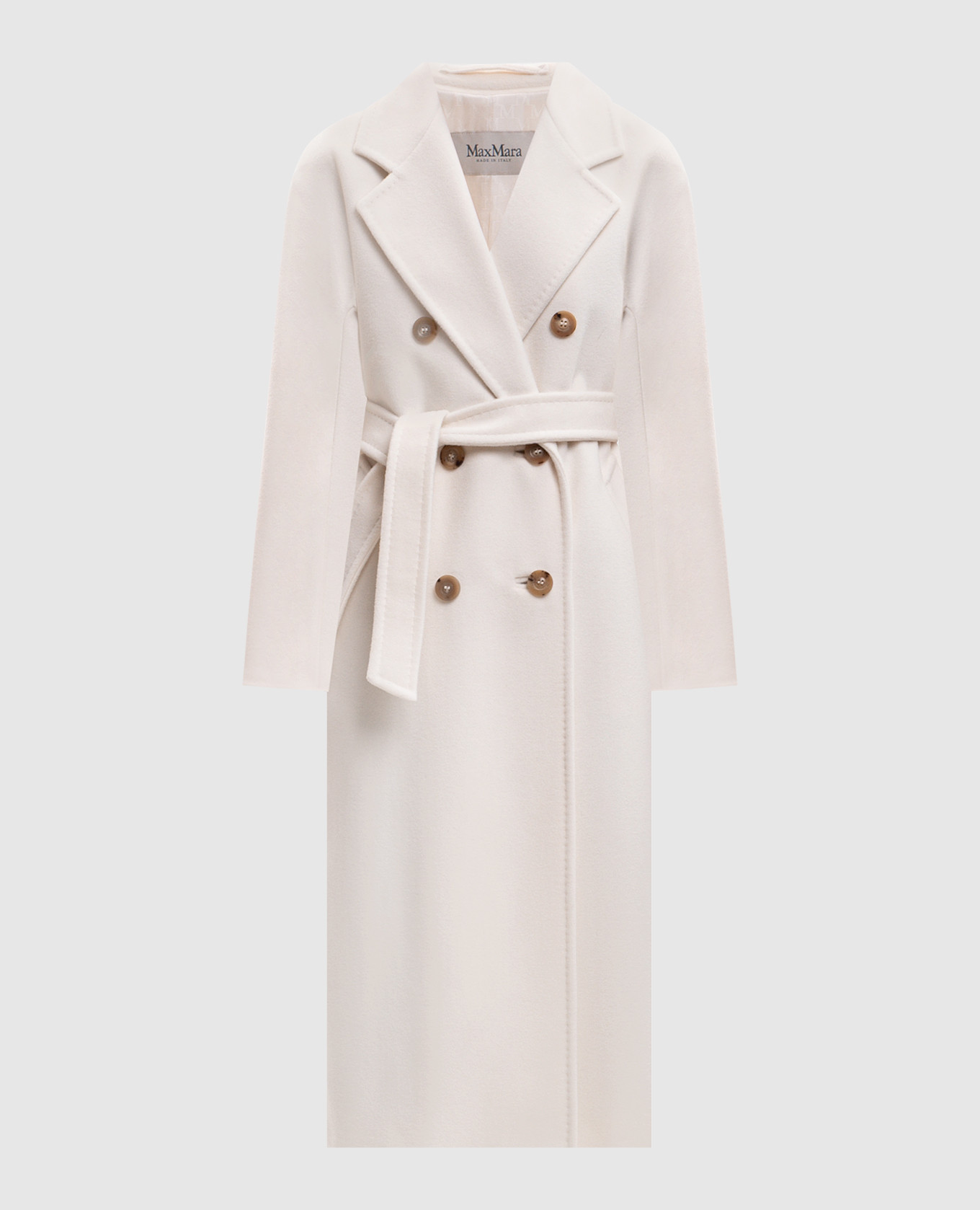 MADAME double-breasted coat in ivory wool and cashmere
