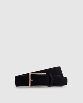 Canali Blue suede belt with logo engraving KB0047750C