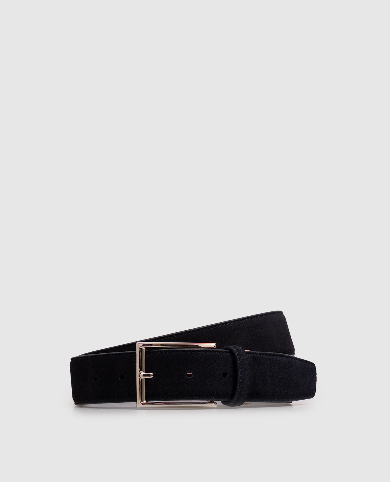 Blue suede belt with logo engraving
