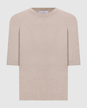 Brunello Cucinelli Beige cashmere top with lurex M9A822200