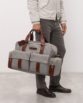 Brunello Cucinelli Grey wool and cashmere travel bag MBPABU323