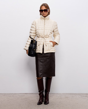 Moncler Beige down jacket with logo patch L20931A00150597YF