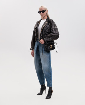Balmain Black leather jacket HF1TFA85LE35