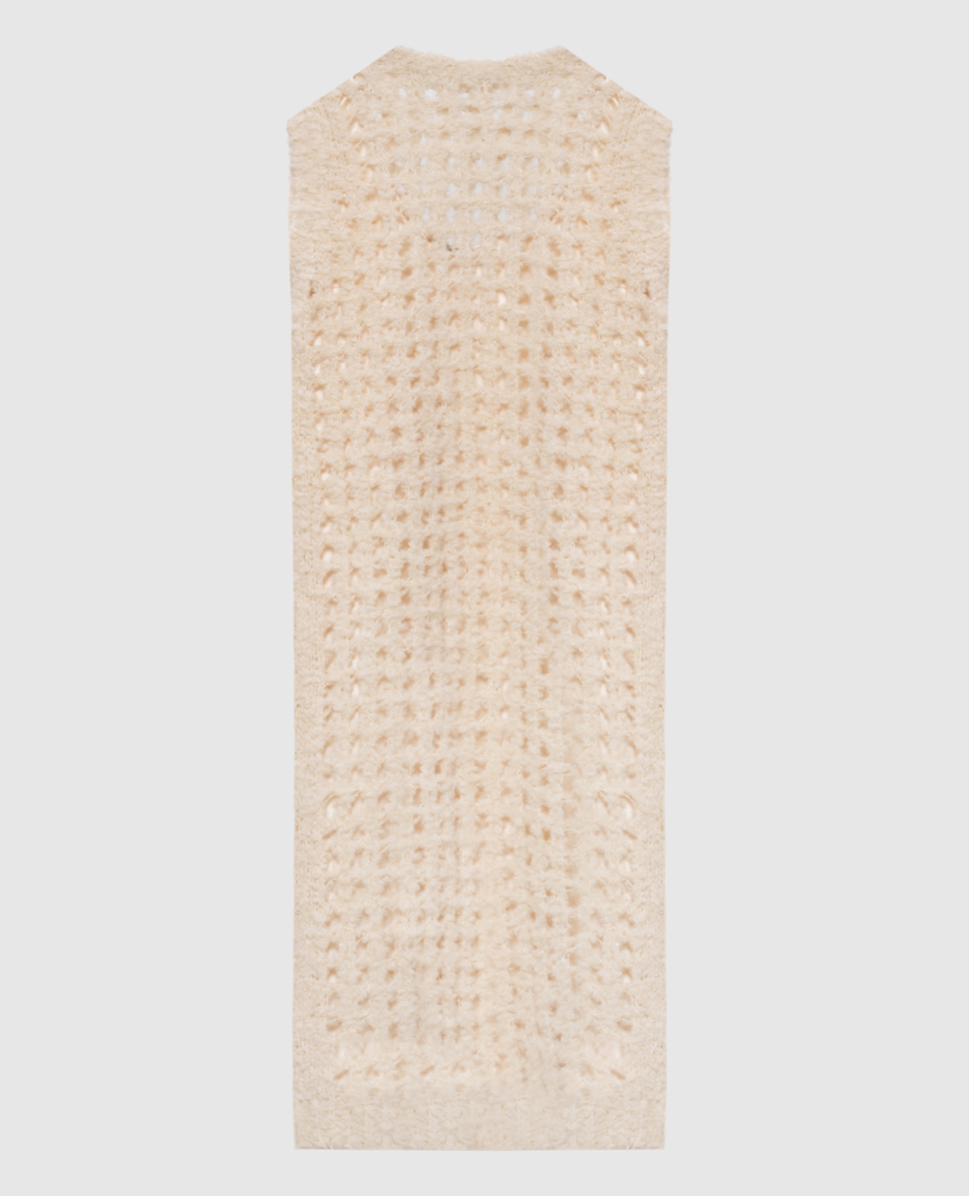 Beige openwork midi dress with alpaca wool