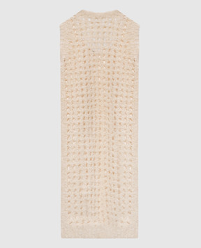 Peserico Beige openwork midi dress with alpaca wool E82090F0309208
