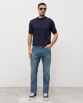 Stefano Ricci Blue T-shirt with logo MNH6104960TE0001