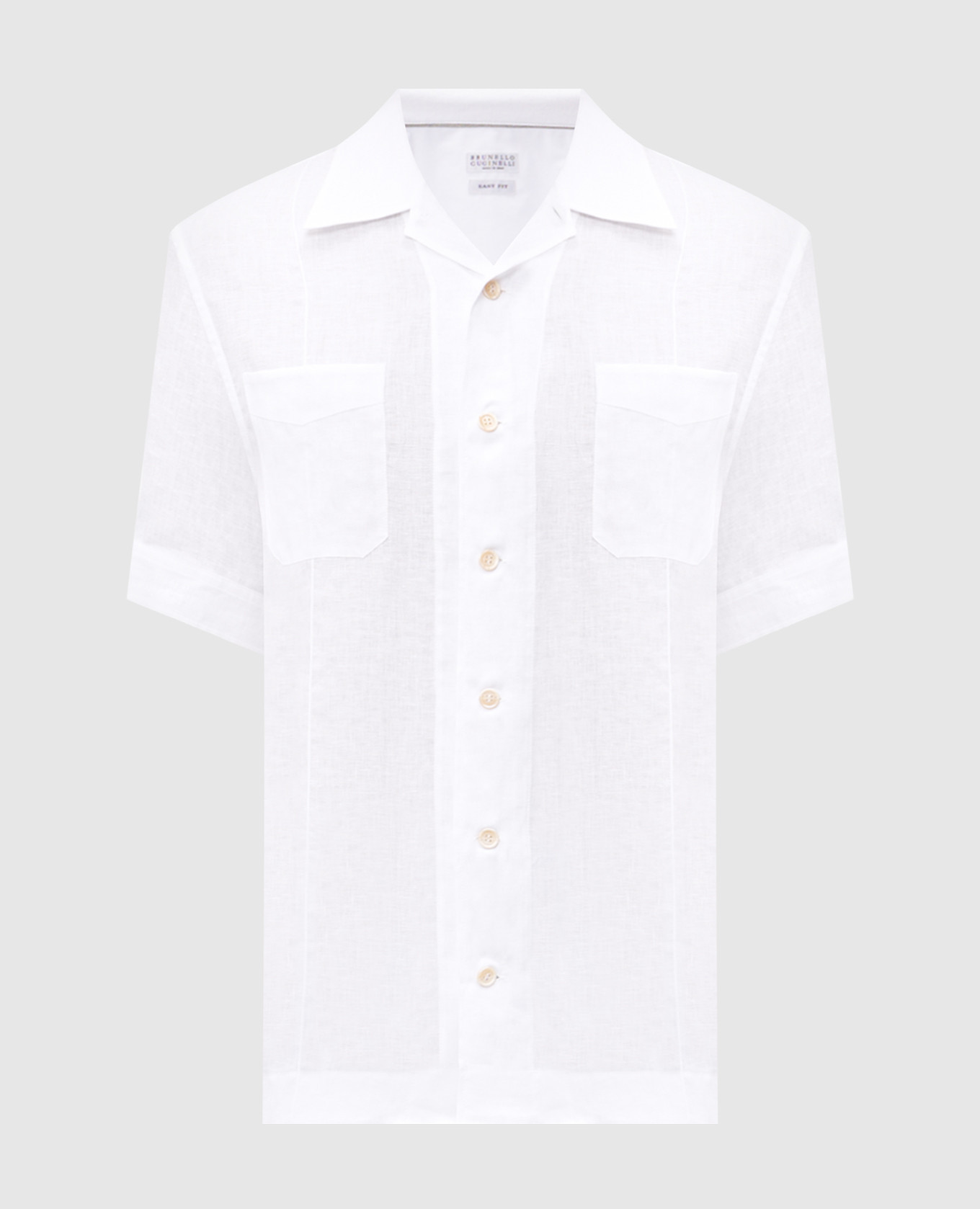 Gray linen shirt with short sleeves