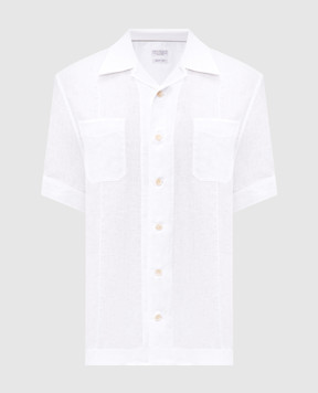 Brunello Cucinelli Gray linen shirt with short sleeves MM6840619