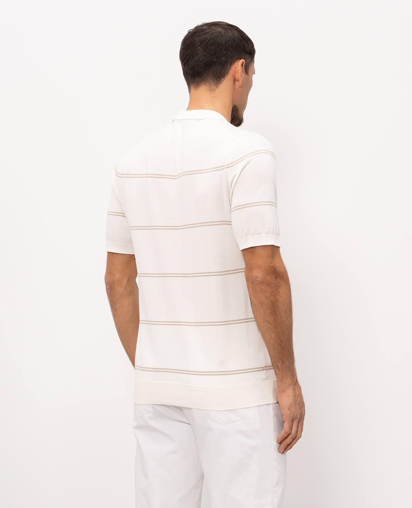 Ivory striped polo shirt Cashmere&Whiskey 4