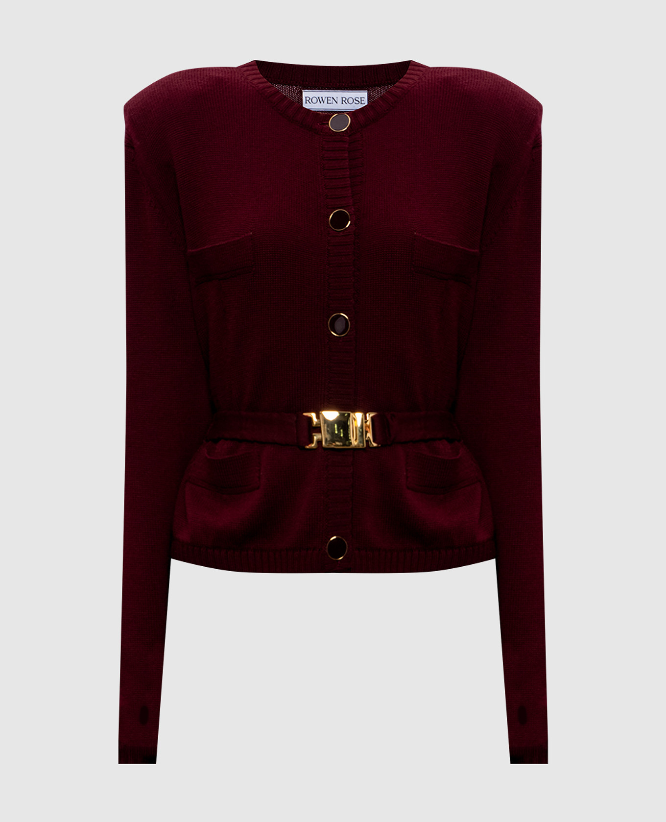 

Burgundy wool cardigan with belt Rowen Rose