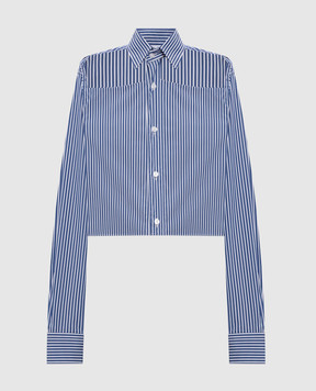 Vetements Blue striped cropped shirt WE76SH375NS