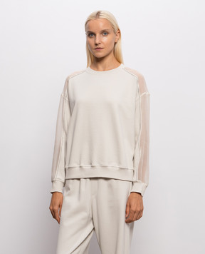 Brunello Cucinelli Ivory sweatshirt with monil chain MN05NB2R00