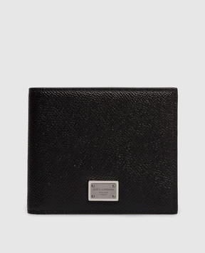 Dolce&Gabbana Black leather protmone with logo plate BP1321AG219