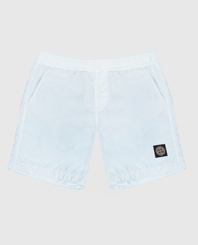 Stone Island Kids' blue swim shorts with logo patch L1S16B100003S004628