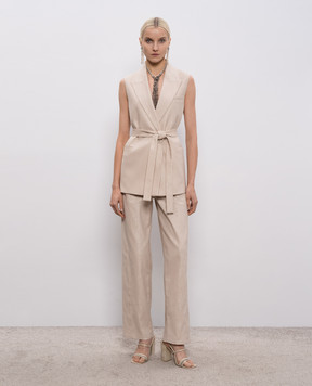 Peserico Beige vest with monil chain A03528A00591