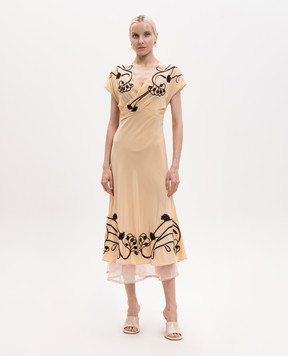 La DoubleJ Yellow Foyer silk dress with embroidery DRE1066CRE001SOLID