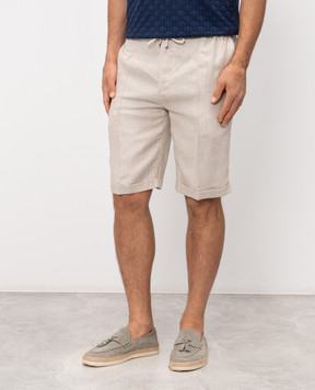 Doriani Cashmere Beige linen shorts with lapels P211F15T18850210