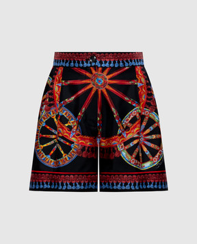 Dolce&Gabbana Black silk shorts with branded print FTDL5TGDDTI