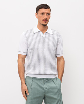 Stefano Ricci White polo shirt with patterned silk K616463PSMF26225