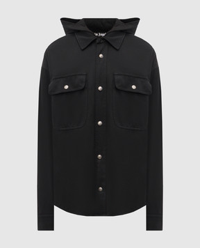 Palm Angels Black hooded shirt PMES021F24FAB001