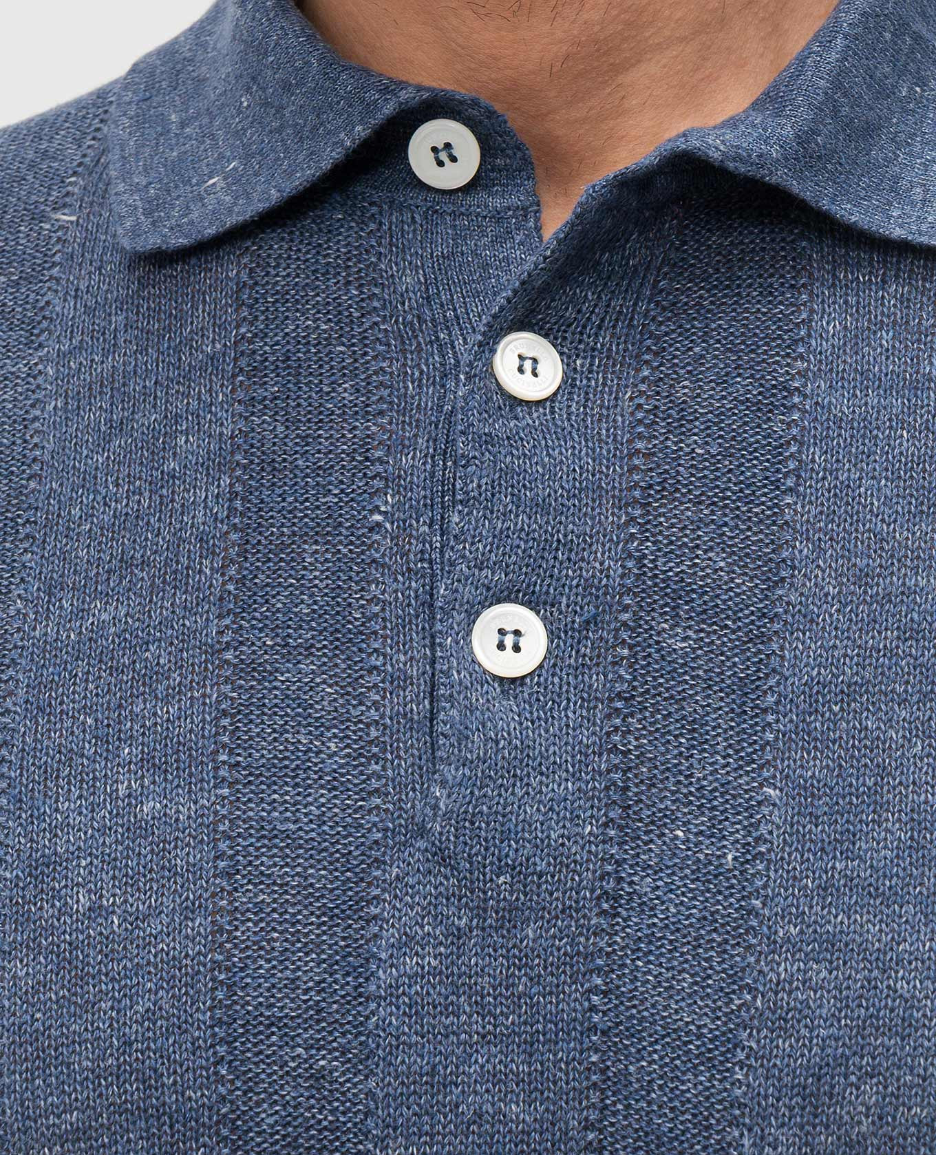 Blue polo with linen Brunello Cucinelli 5
