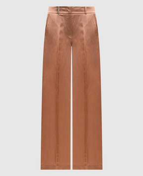 Peserico Pink linen pants with monil chain E0435006800