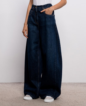 Brunello Cucinelli Blue jeans with a monil chain MA095P4059