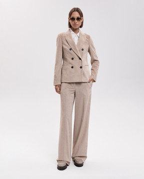 Peserico Beige double-breasted corduroy jacket with lurex S0140101577