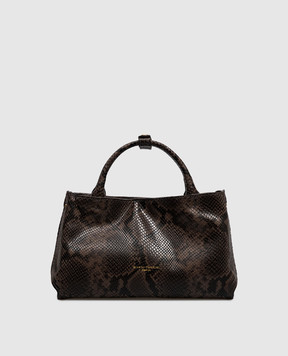 Gianni Chiarini Brown leather bag with reptile leather embossing BS11895PTYCM