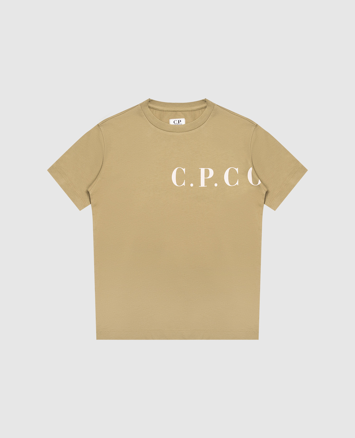 Children's khaki T-shirt with logo