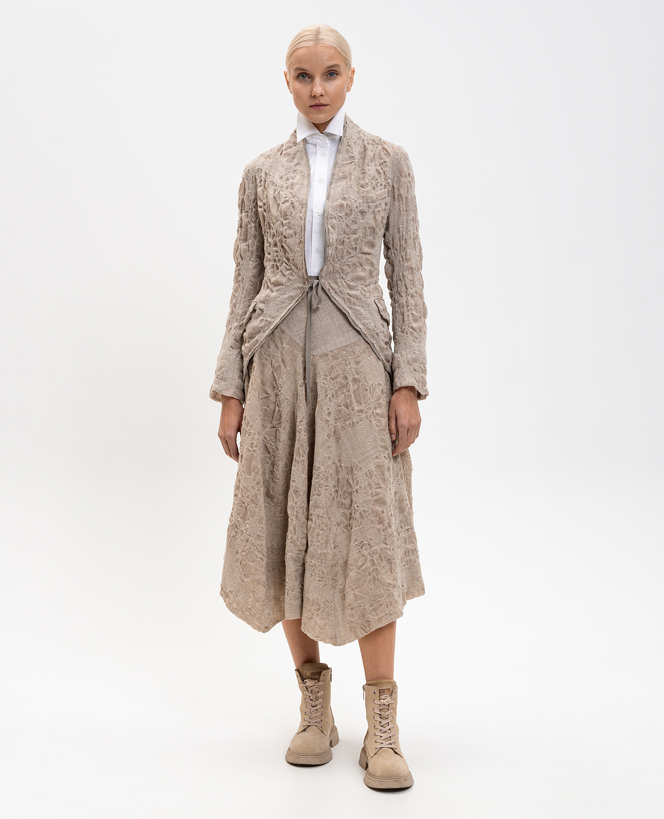 Beige wool jacket with an asymmetrical cut Marc Le Bihan 2