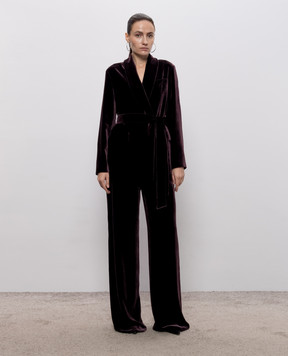Agnona Burgundy double-breasted velvet jacket TX1209XV5004