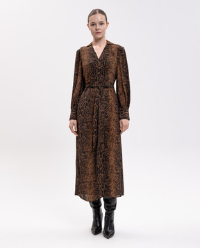Twinset Brown dress with reptile print 262TT2600