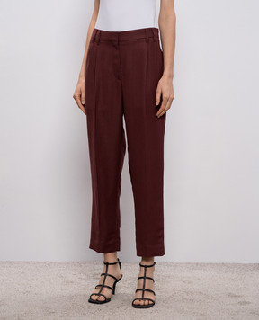 Brunello Cucinelli Burgundy linen pants MH126P8292