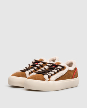 Inuikii Children's brown suede sneakers Lila with fur 300100101113338