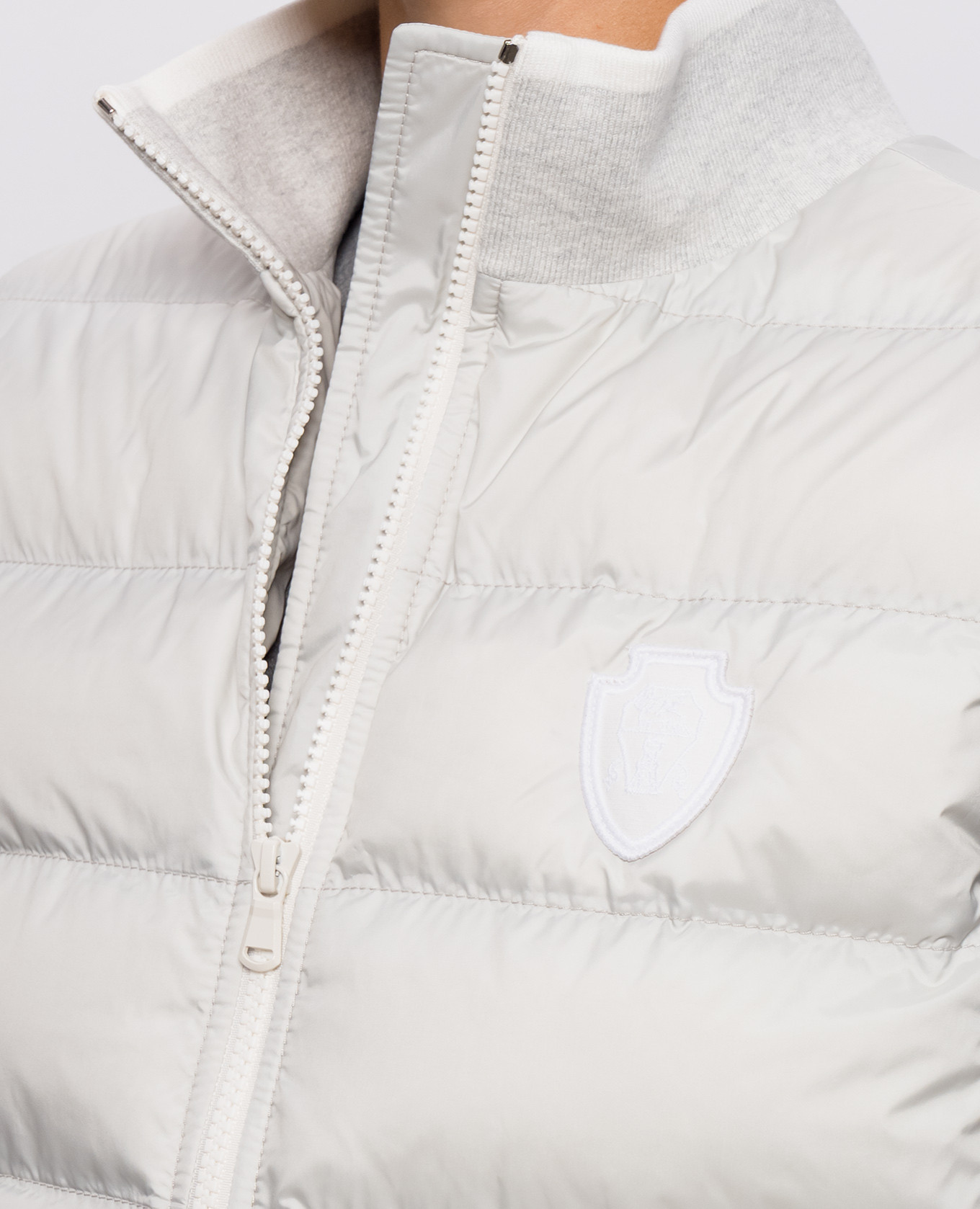 Grey down vest with logo patch Brunello Cucinelli 5