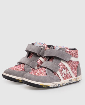 Premiata Children's combination high-tops with glitter 24K25101826