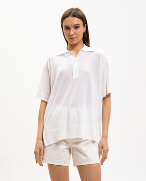 Ami Paris Ivory polo shirt with embroidered emblem UPL431KN0066