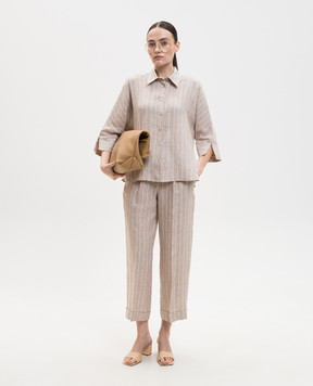 Peserico Beige striped linen shirt S0611502639