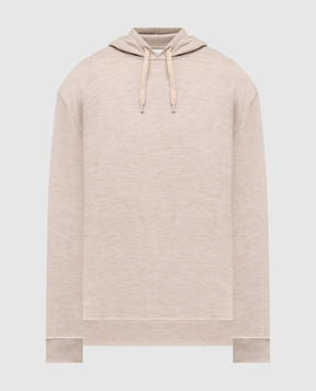 Brunello Cucinelli Beige melange cashmere and silk hoodie MM8359021G