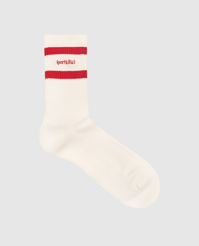 Sporty & Rich Ivory socks with logo embroidery AC02685300WH112