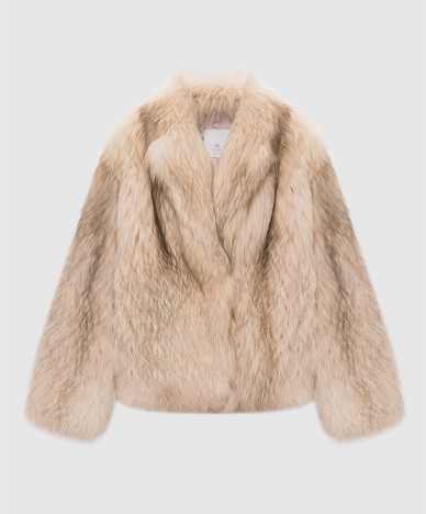Beige fox fur coat
