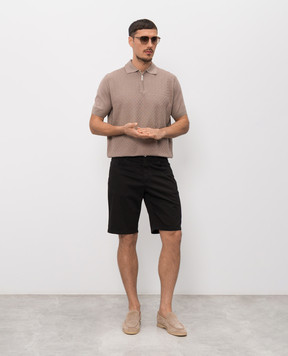 Stefano Ricci Black shorts with embroidered monogram logo M8T6100080TFANT